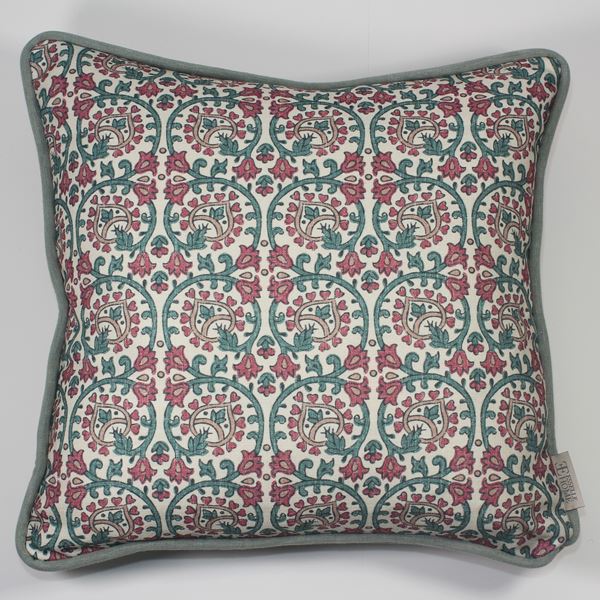 Veda Linen Cushion - Teal Raspberry